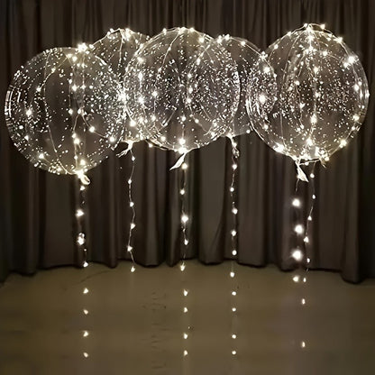 5 Sets LED Glow Balloons 20 Inch Clear Light Up Bobo Balloon with 3M String Lights Party Wedding Birthday Christmas Decoration