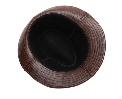 2025 Autumn Men Real Genuine Cowhide Leather Top Hats Men Fashion Caps Winter Warm New Cowboy  100% Real Cowhide Leather Hats