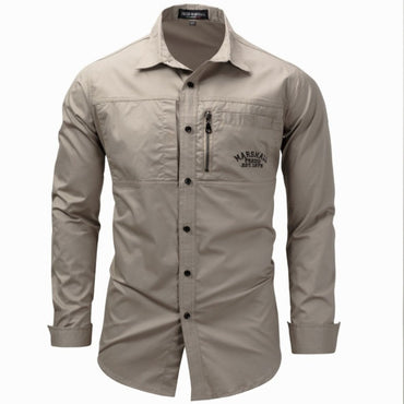 Cargo Shirts For Men Military Style Casual Long Sleeve Tactical Shirts Men's Spring Pocket Button Male Shirts Letter Embroidery