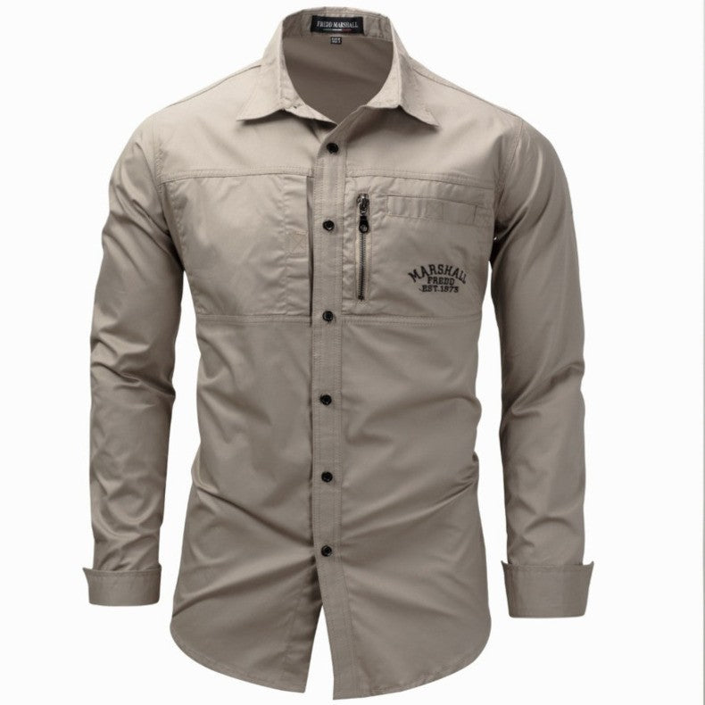 Cargo Shirts For Men Military Style Casual Long Sleeve Tactical Shirts Men's Spring Pocket Button Male Shirts Letter Embroidery
