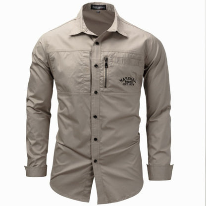 Cargo Shirts For Men Military Style Casual Long Sleeve Tactical Shirts Men's Spring Pocket Button Male Shirts Letter Embroidery