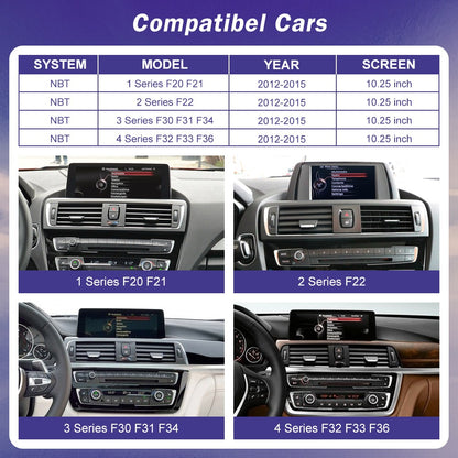 Tela de toque multimídia 1920*720 para BMW Série 1/2/3/4 F20/F21/F22/F30/F31/F33/F34/F36, sistema Android Auto NBT com Carplay sem fio