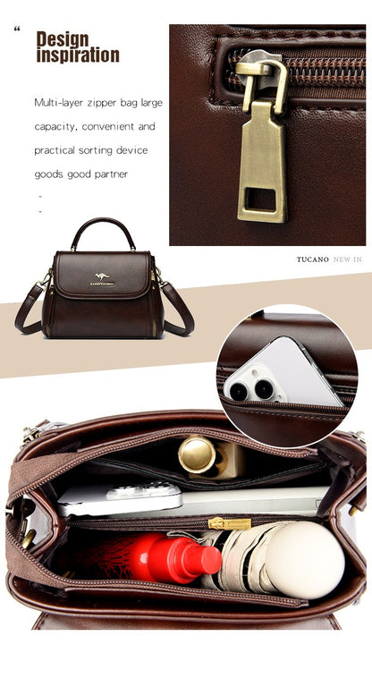 Women's Soft Leather Top-Handle Bags Luxury Design Shoulder Messenger Bags High Quality Handbags and Purses Commuting Sac a Main