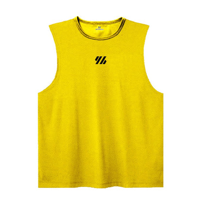 Mens Running Sleeveless Sport Tank Tops Gym Bodybuilding Fitness Workout Muscle Vests Mesh Cool Breathable Quick Dry T-Shirts