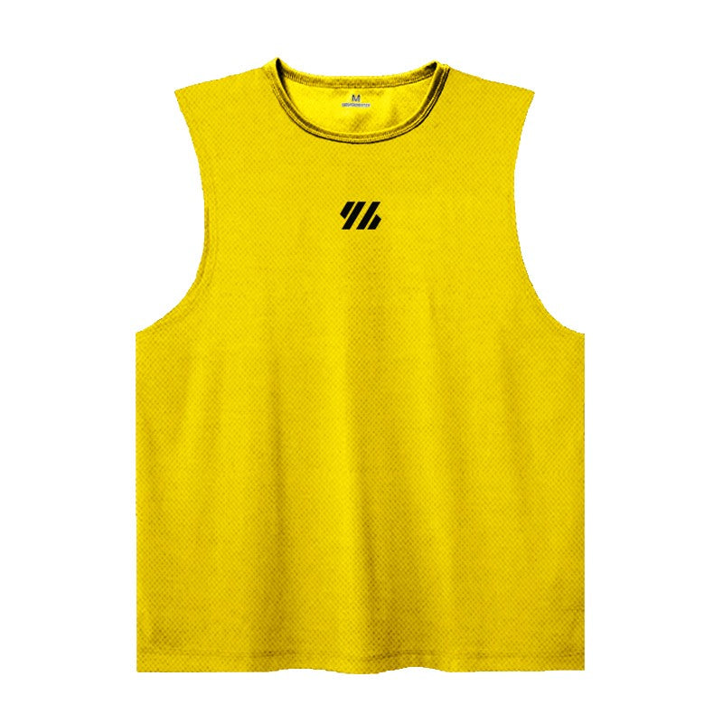 Mens Running Sleeveless Sport Tank Tops Gym Bodybuilding Fitness Workout Muscle Vests Mesh Cool Breathable Quick Dry T-Shirts
