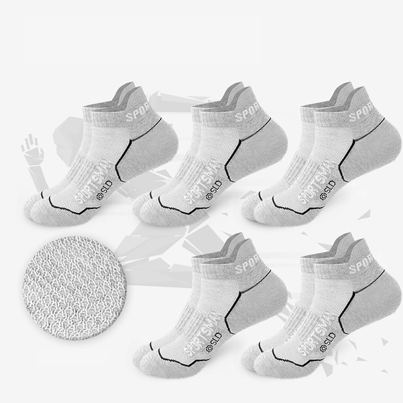 5 Pares Meias esportivas de alta qualidade Verão Masculino Meias Curtas Masculinas Respiráveis Meias de Tornozelo Algodão Fina Pretas Meias Masculinas de Corrida