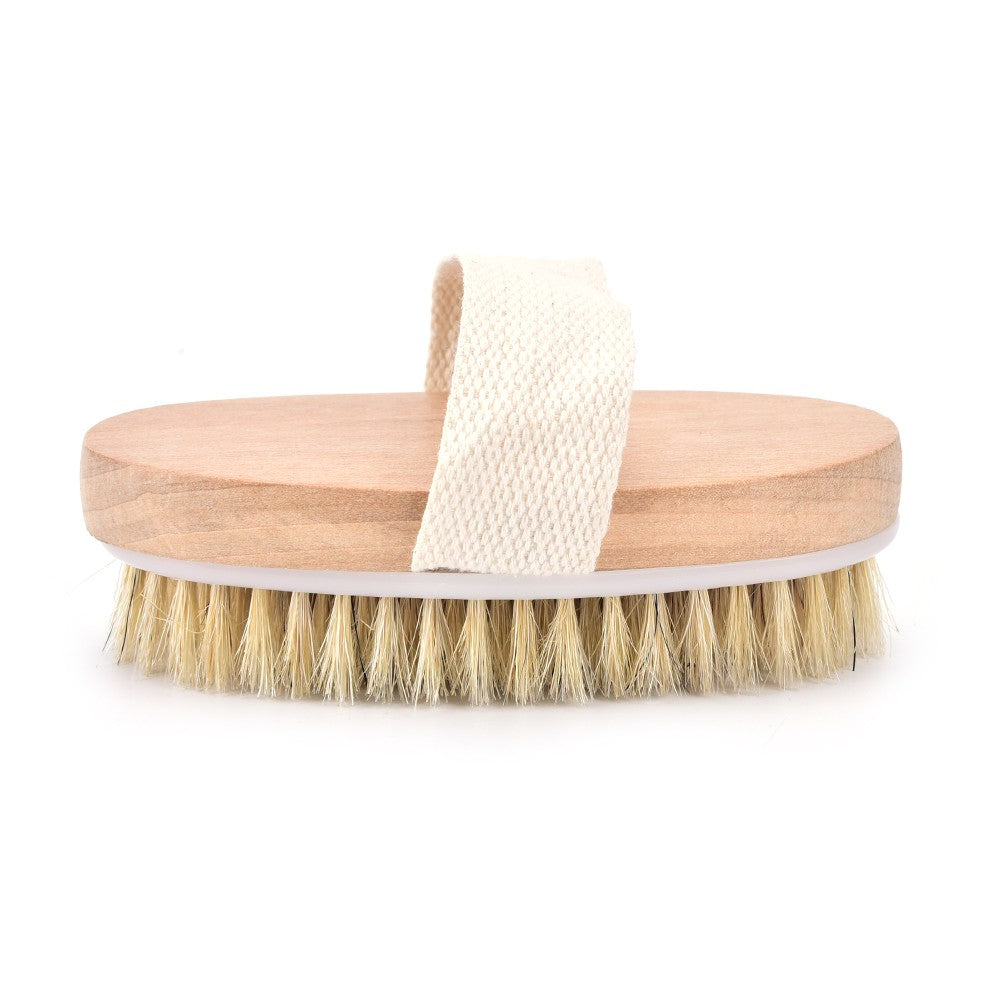 Escova de massagem de cerdas naturais para corpo, seca ou úmida, macia, para SPA, banho e massagem
