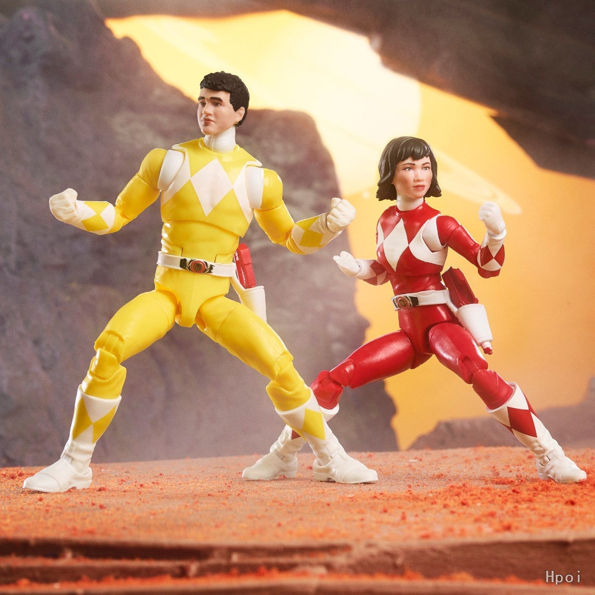 ?Promoção imperdível? Hasbro Power Rangers Lightning Collection Original Mighty Morphin Yellow & Red Ranger Pacote com 2 “Swap” Figura de Anime Presente