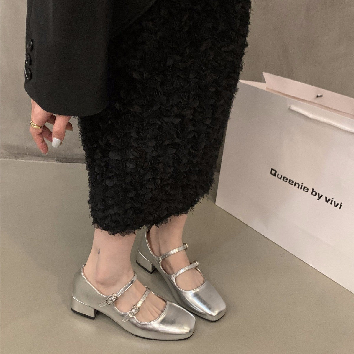 Mary Jane Shoes for Women  Retro Medium Heel Women's Single Shoes Fashion Gloss Soft Comfort Ballet Shoes Zapatos De Mujer