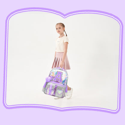 Mochila para meninas com estampa "Love" para a escola primária. De volta às aulas? O tamanho e a fonte das letras são aleatórios?