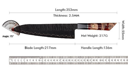 1-6 PCS Kitchen Knife 67 Layers Damascus Steel 10Cr15CoMoV core Kitchen Chef Slicing Utility Paring Knife Set mesh resin Handle