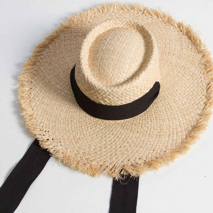 Straw hat women summer Large eaves beach vacation photo sunscreen straw hat personality European style foldable beach hat