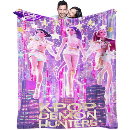 Manta K-Pop Demon Hunter Quente Anime Menina Equipe Manta de Flanela para Sofá Sala de Estar Inverno Quente Presente para Fãs