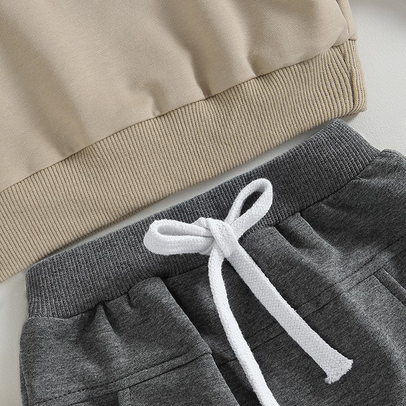 Roupas de Outono Inverno para Bebês Meninos, Conjunto de 2 Peças de Moletom de Manga Comprida com Estampa de Letra "Little Dude" e Calças