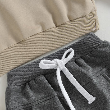 Roupas de Outono Inverno para Bebês Meninos, Conjunto de 2 Peças de Moletom de Manga Comprida com Estampa de Letra "Little Dude" e Calças