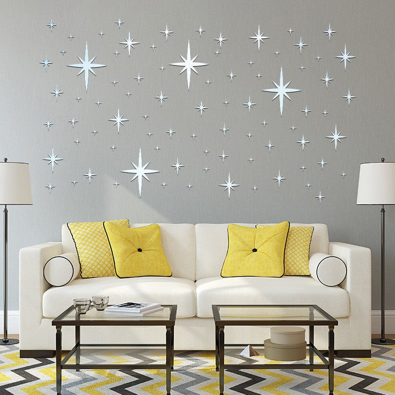 3D Star Mirror Wall Sticker Large Medium and Small Combination Acrylic Mirror Wall Sticker Home Living Room Wall Decorations
