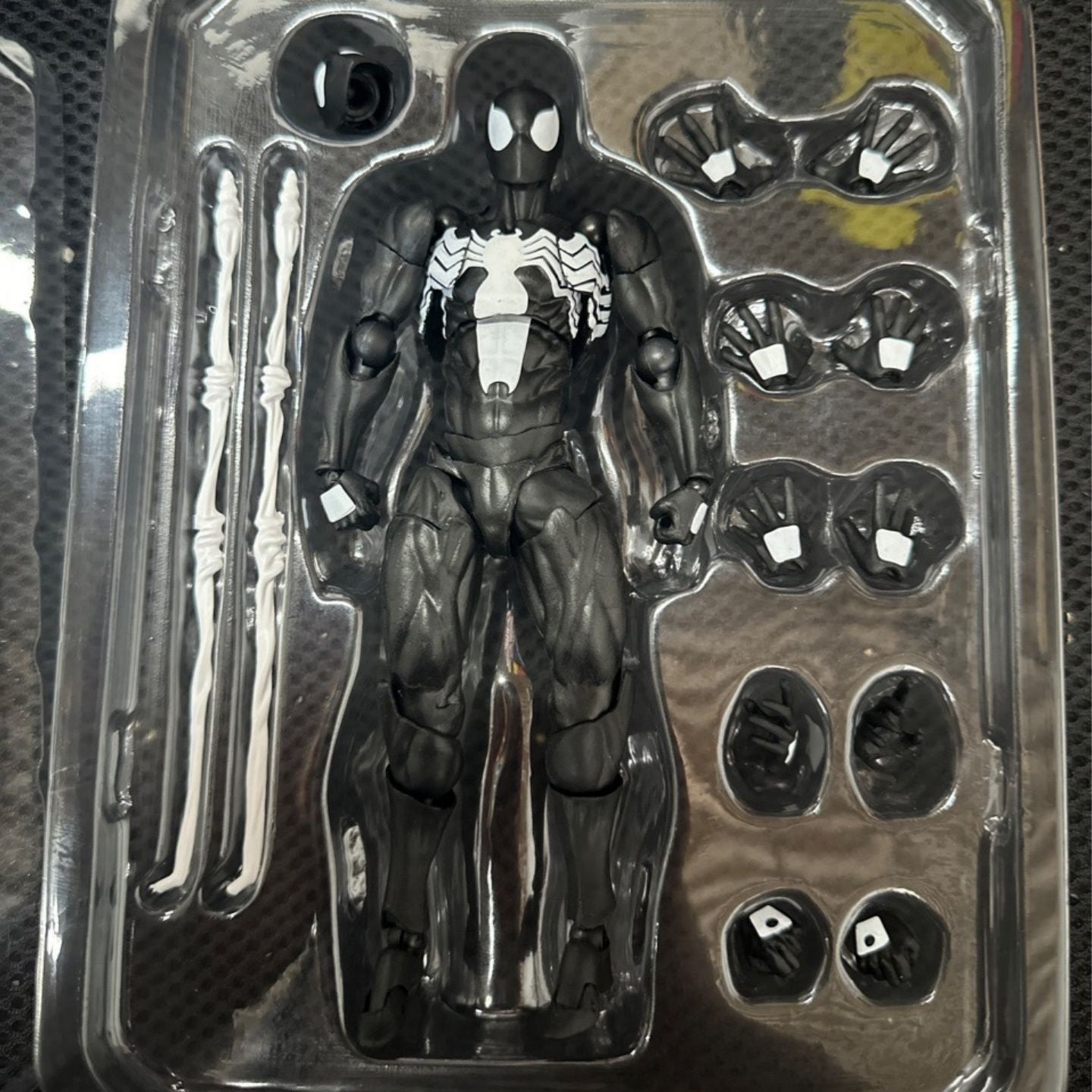 2025 de Alta Qualidade Terno Preto Vizinho Symbiote Homem-Aranha Preto Venom Battle Suit Articulado Boneco Messtoy Modelo Presente