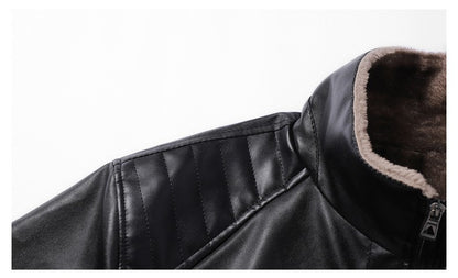 Men Leather Jacket Winter Fleece Lined Biker Jackets Fashion Motorcycle Jacket Faux Leather Coat Outwear Casual Streetwear