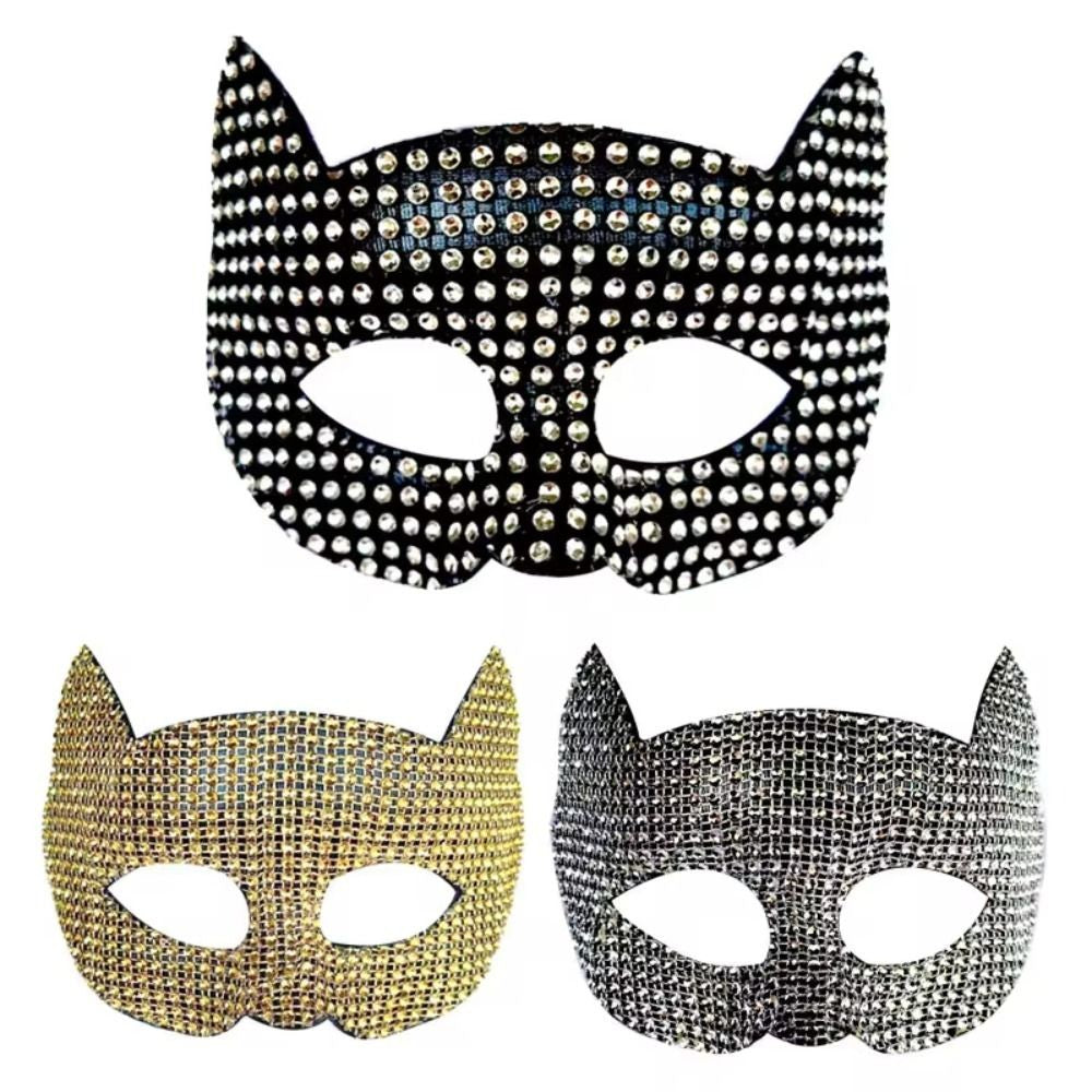 Fashion Cosplay Shiny Cat Ear Masks Sexy Bling Long Gloves Costume Accessories Halloween Party Kitten Half Masks