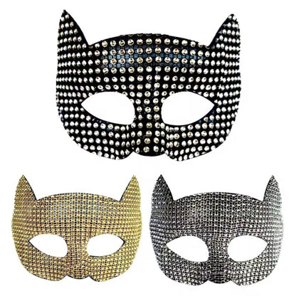 Fashion Cosplay Shiny Cat Ear Masks Sexy Bling Long Gloves Costume Accessories Halloween Party Kitten Half Masks