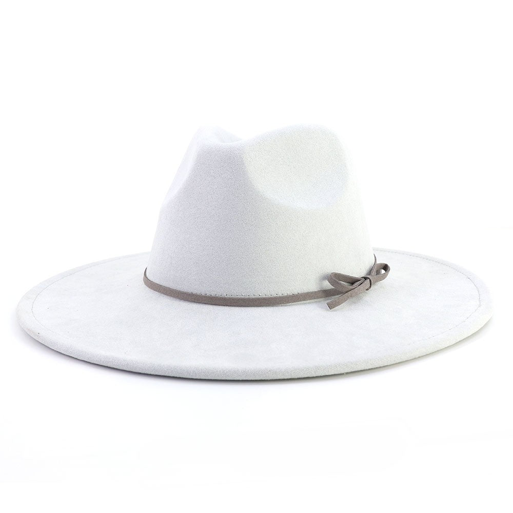Suede fedora hat with same color accessories teardrop top wide brim hat for men and women Panama hat chapeau homme   sombrero