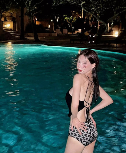 New Korean Sle Women's Bikini Sexy Bal Small Chest e Split Faionable Cross-Border Hot Spring Swimming Suit