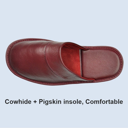 Genuine Cow Leather Slippers Homes in indoor slipper Spring Autumn summer men women elderly non-slip casual single Slides shoes