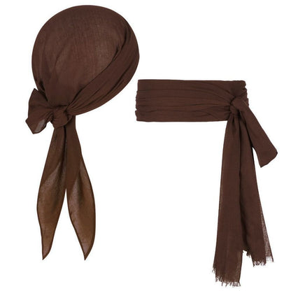 2Pcs/set Captain Jack Sparrow Halloween Festival Costume Hip-hop Party Pirate Captain Turban Versatile Masquerade Decoration