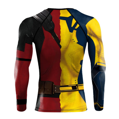 Halloween T-Shirt Red Shirt Men Tanks Halloween Cosplay Costume Hero Long Sleeved Tees Tanks Men Top Carnival Party Outfit