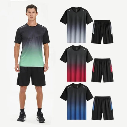 Running Sets Men Sportswear Short sleeve Clothes Fitness Basketball tennis Soccer Plus Size Gym Clothing 2 pieces Sports Suits