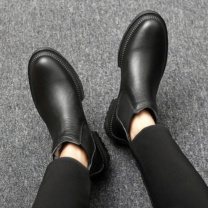 Genuine Leather Mens Chelsea Boots Slip on Male Casual Footwear All-match High Quality Ankle Boots Vintage Style Business Botas