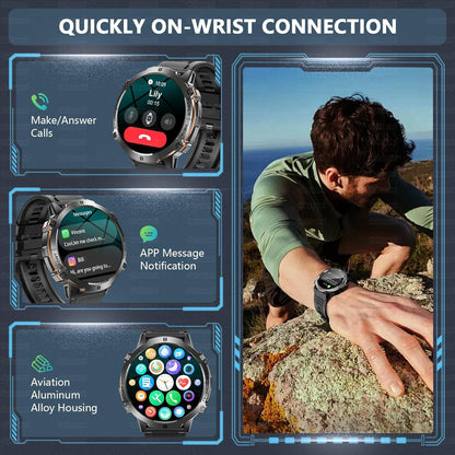 Smartwatch T-Rex 3 Militar Bateria 1000mAh 10ATM À Prova D'água GPS Bússola Altímetro Chamada AMOLED Masculino Natação Esportivo