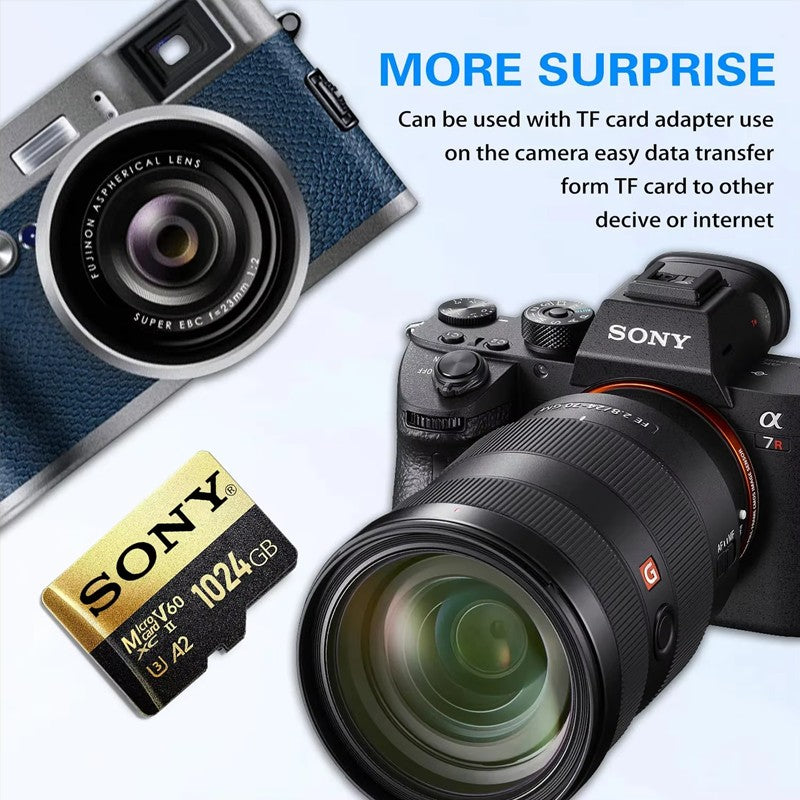Cartão de Memória SONY TF 1TB Alta Velocidade Micro SD Card 1024GB 128GB 256GB 512GB A2 U3 V30 Cartões Flash SD TF Para Celular Xiaomi Computador