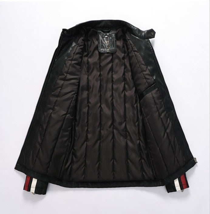 Vintage Motorcycle Jacket Men Fashion New Biker Leather Jacket Male Embroidery Bomber Coat Winter Fleece Pu Overcoat