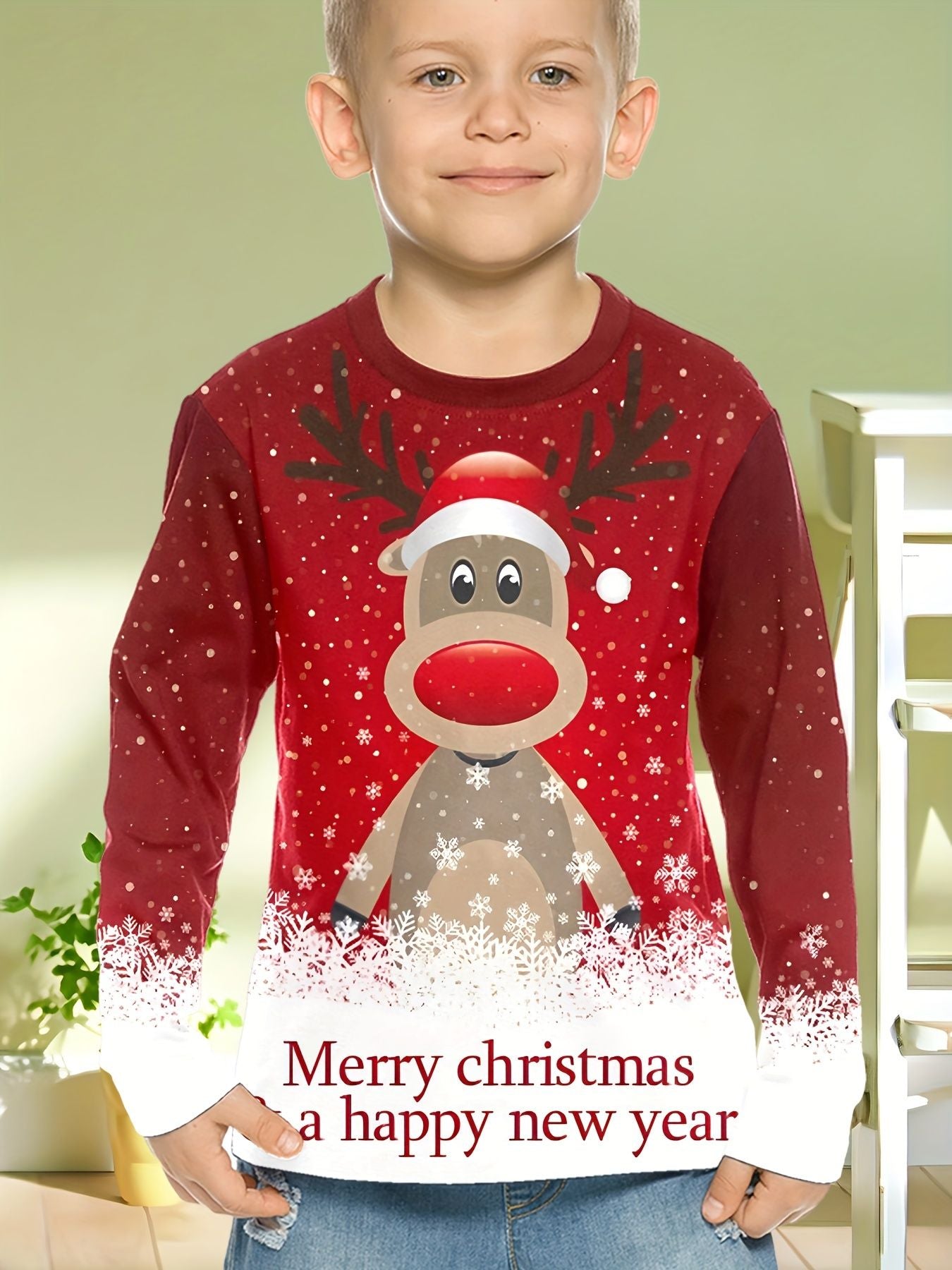 Children's Clothing Boys Tshirt Long Sleeve Santa Claus Print Children Spring Fall Clothes Stylish Christmas Party Girl Clothes