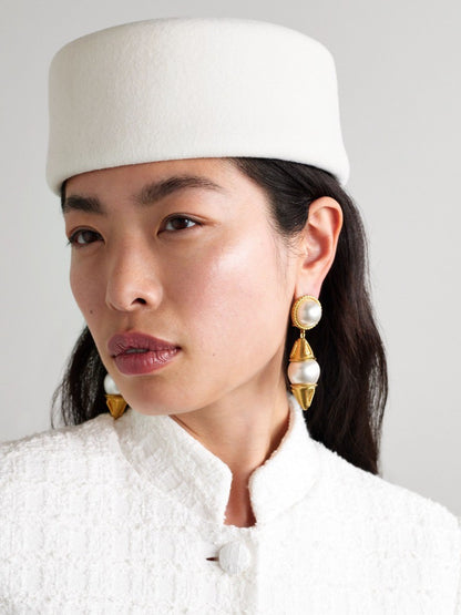 Vintage Hard Top Flat Fedoras Hats Women 100% Wool Felt Berets Hat Wedding Fascinator Caps Wedding Cocktail Party Pillbox Hat