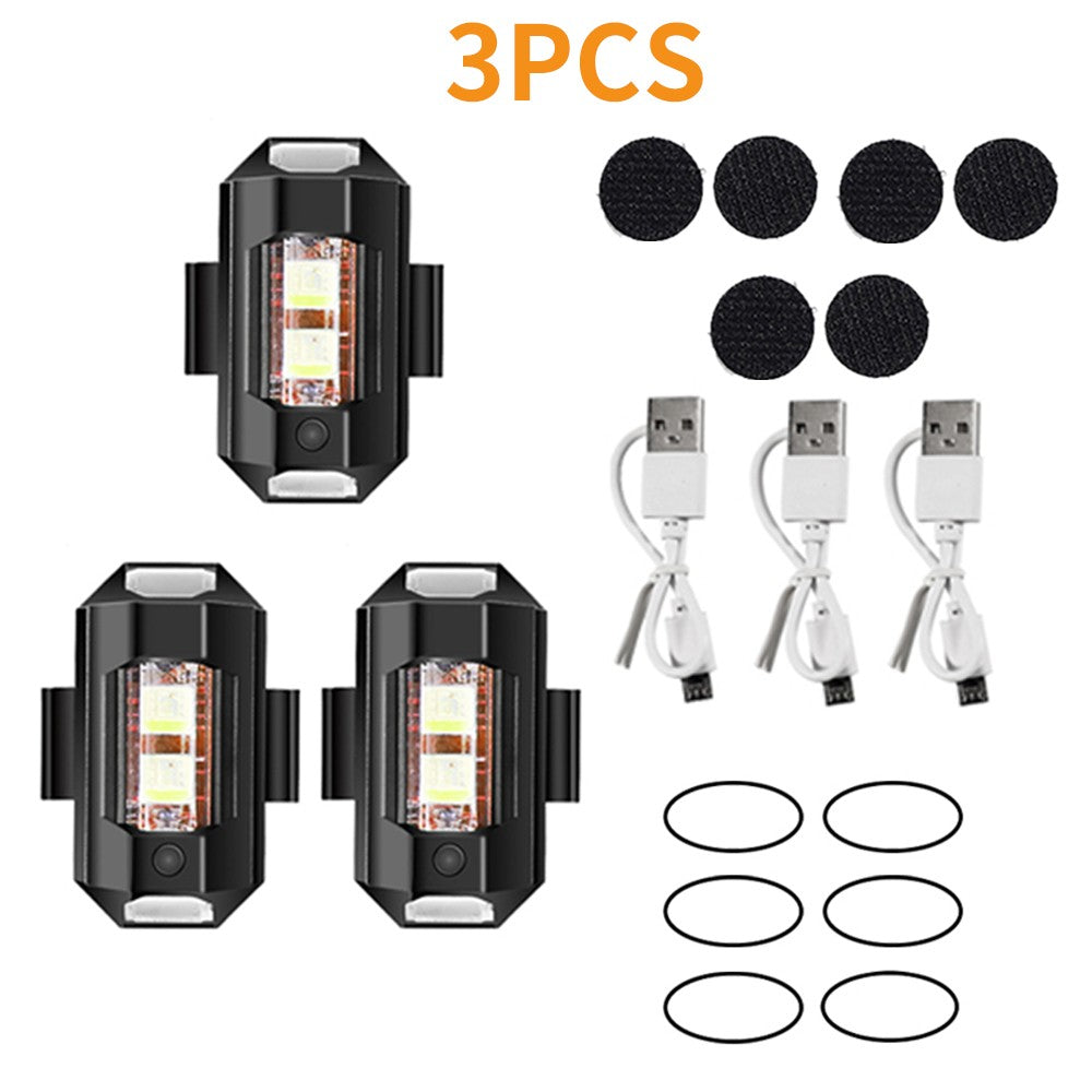 Luz de Advertência de Sinal Luzes de Motocicleta Luz Estroboscópica de Drone USB LED Anticolisão Bicicleta Voo Noturno Mini Luz de Sinalização Piscante