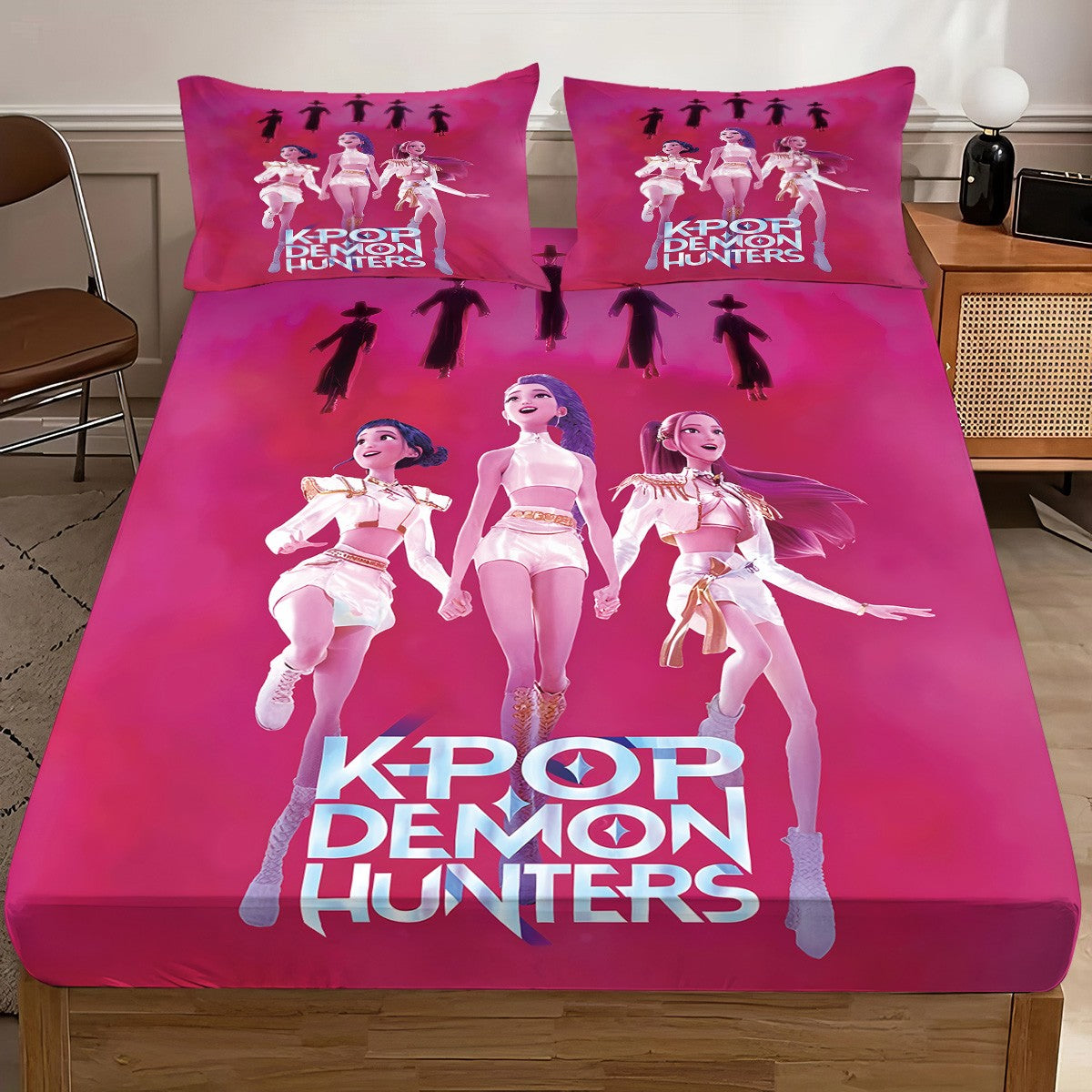 3pcs K-Pop Demon Hunters Printed coreless Bed Sheet Set Multi Size Soft Bed Cover Bedroom Bedding Machine Washable