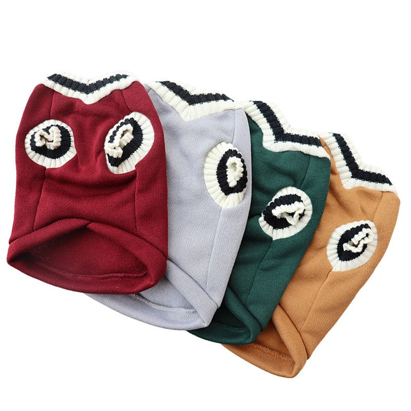 Suéter de Inverno Quentinho para Cães Estilo Colegial Gola V Tricô para Filhotes de Pequeno Porte Colete Roupinhas Jaqueta para Gatinhos