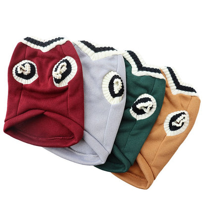 Suéter de Inverno Quentinho para Cães Estilo Colegial Gola V Tricô para Filhotes de Pequeno Porte Colete Roupinhas Jaqueta para Gatinhos