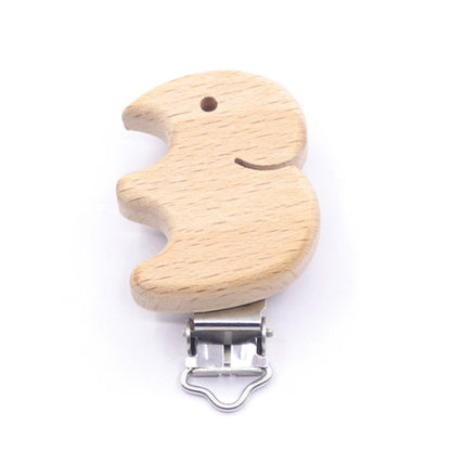 5Pcs/Sets Baby Pacifier Clips BPA Free Cute Modelling Beech Pacifier Clip Baby DIY Cartoon Animal Wooden Log Nipple Chain Holder