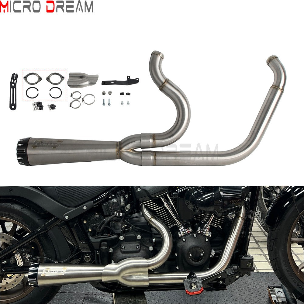 For Harley Softail Low Rider ST FXLRST 117 2025-26 Full Complete Exhaust System Swept-up Muffler Motorcycle Exhaust Pipes 2-In-1