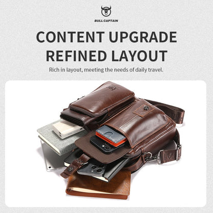 BULLCAPTAIN New Genuine Leather Men Crossbody Bag Male Briefcase Messenger Bag Casual Business Briefcase Style Men Shoulder Bag