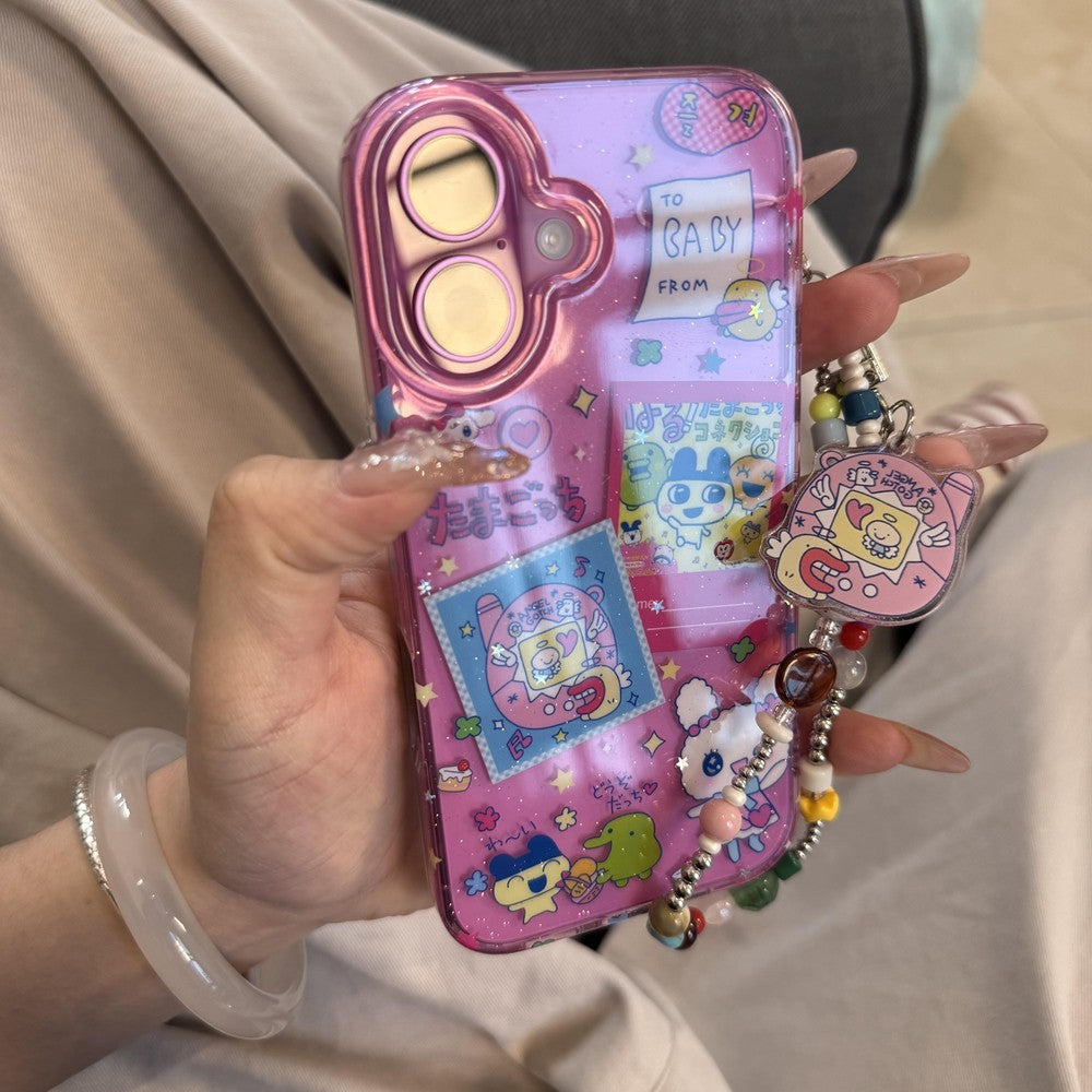 Capa de Telefone Ins Japan Lovely Anime Desenho Animado Bonito com Glitter para iPhone 16 15 14 13 12 11 Pro MAX XR XS MAX 7 8 Plus Y2K Kawaii