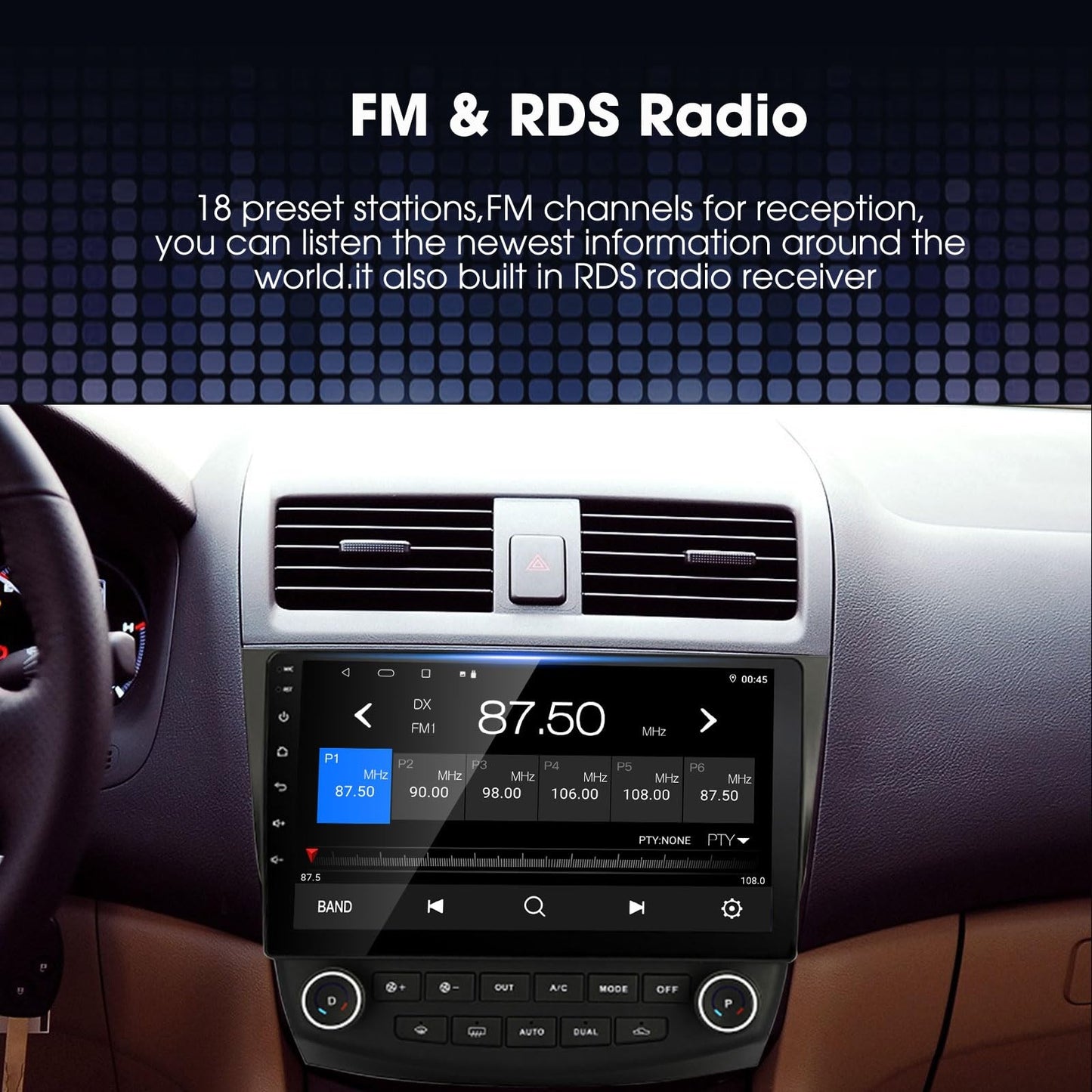 ANYFAR Android Car Stereo for Honda Accord 7th 2003-2007, 10" Touch GPS Navigation, Built-in CarPlay/Android Auto, FM 2G+32G