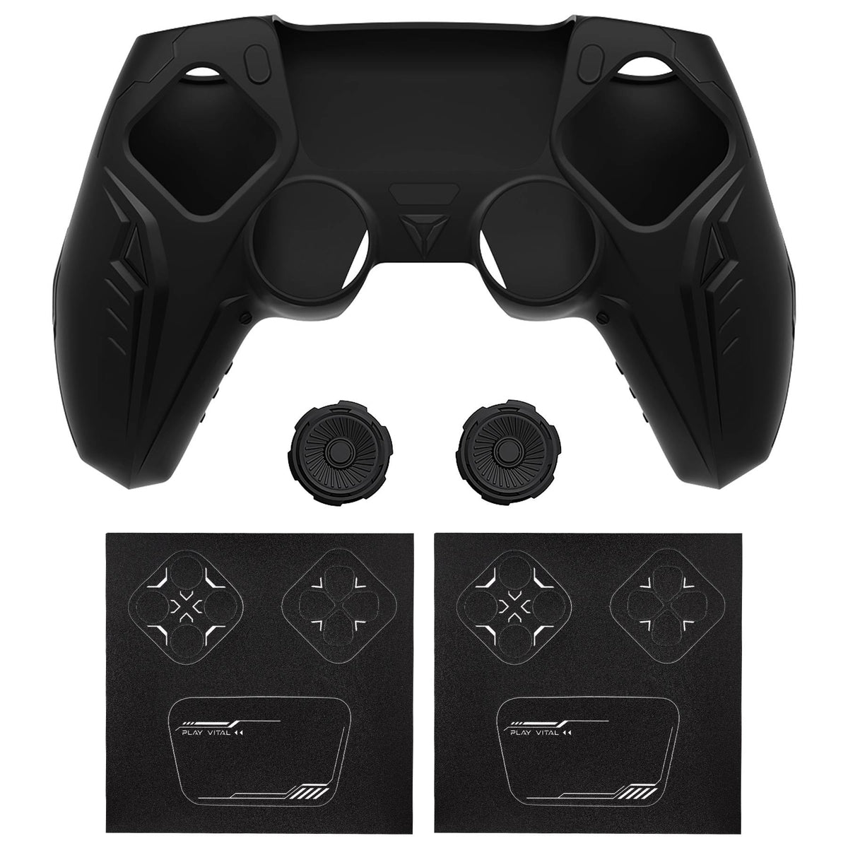 PlayVital Silicone Grip Case for PS5 Controller - Futuristic CyberMech Design Cover Compatible with PS5 Official Charging Dock