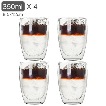 Copo de Vidro de Parede Dupla Isolamento Térmico Transparente Feito à Mão para Chá Copos MINI de Uísque Caneca de Café Expresso Conjunto de 250-450ml