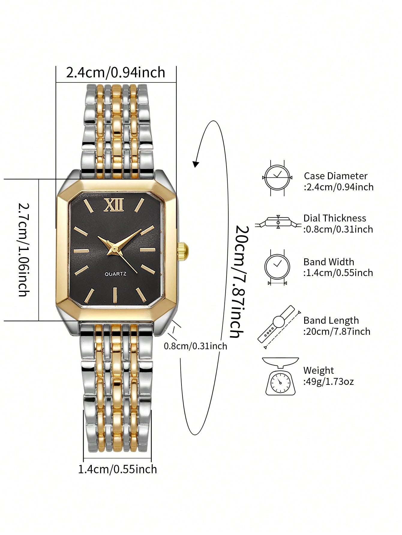 New Fashionable Simple Explosive Square Bar Scale Dial Steel Strip Quartz Watch,Birthday gift, without the box