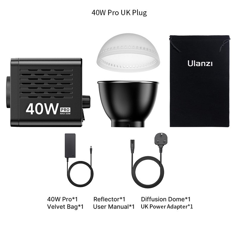 Ulanzi L023 40W Pro Video Light Mini Bowens Mount COB Light Bi-color 2500-6500K 3400mAh Video Light for Photography