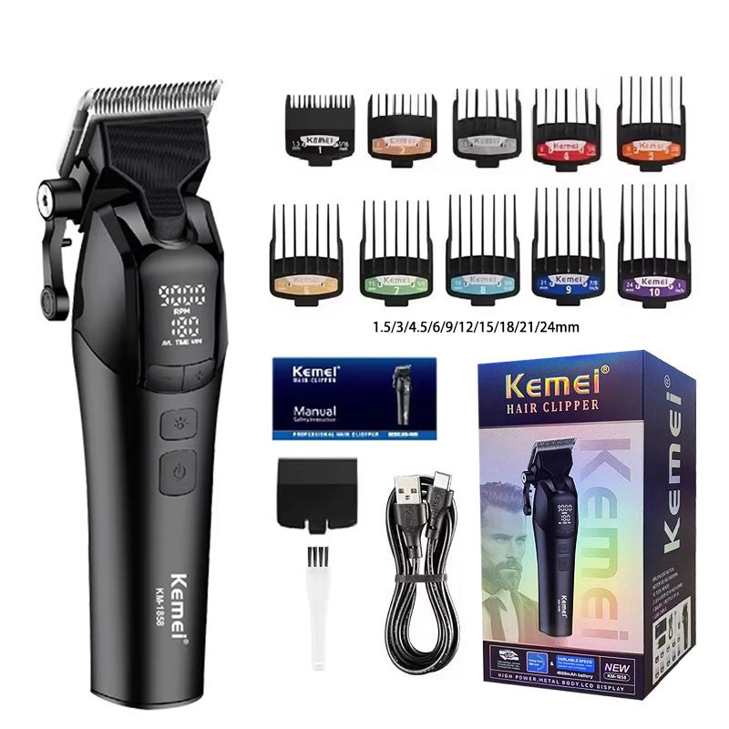 Kemei KM-1858 10W Barber Professional Electric Hair Clipper DLC Blade Trimmer Cordless USB Charging Rechargeable Hair Clippers